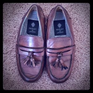 Kids brown leather loafers